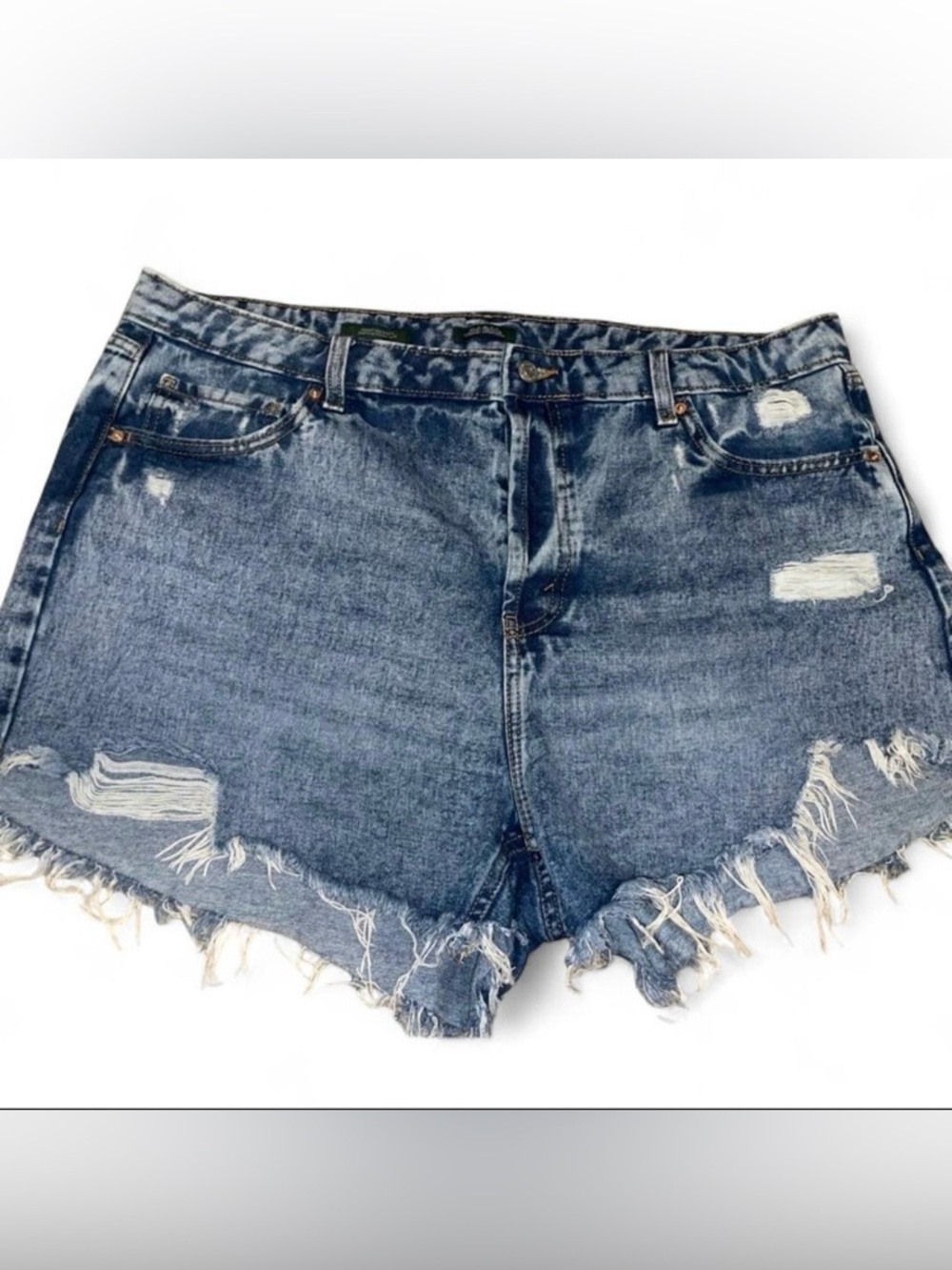 Wild Fable Distressed Dark Blue High-Rise Denim Shorts